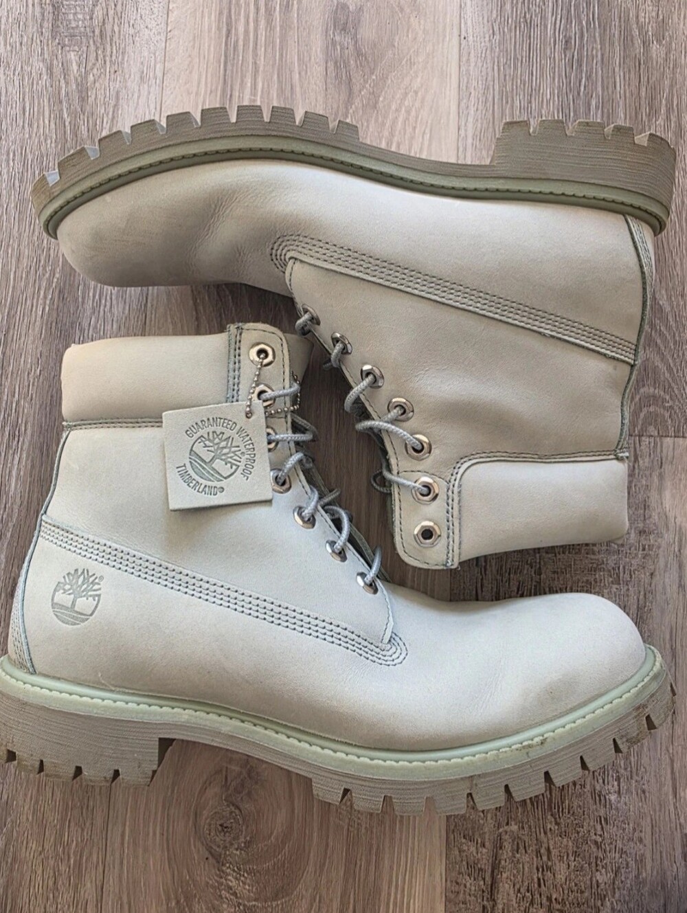 Mens Timberland Premium 6 Inch Work Boots Size 10 In Seafoam Green/blue